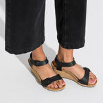 Load image into Gallery viewer, Birkenstock Soley Black Leather Wedge 1018522
