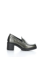 Load image into Gallery viewer, Bos and Co Inna Pewter Leather Patent Heeled Loafer
