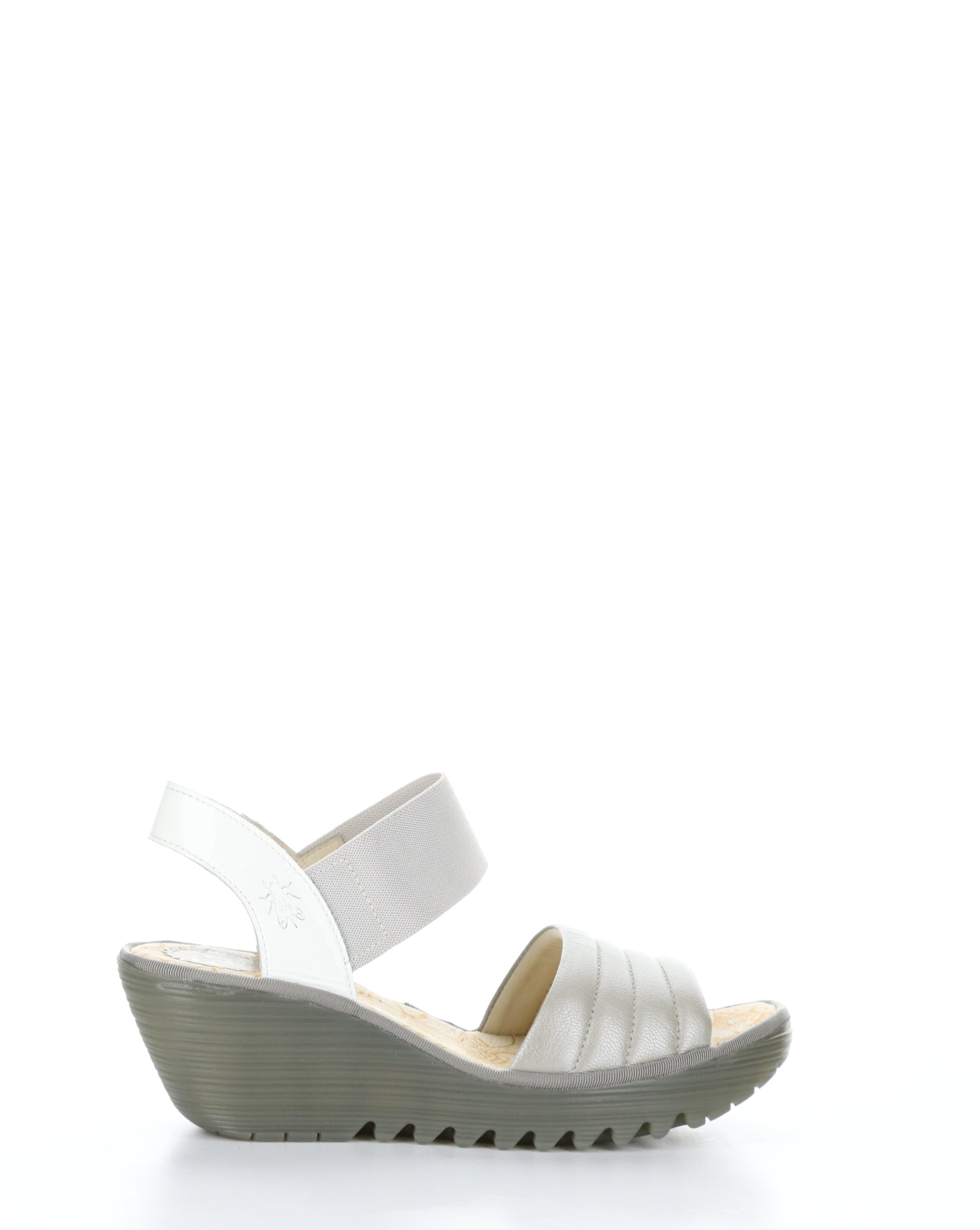 Fly London Yiko Silver/Off White Leather Wedge Sandal P501414 001