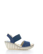 Load image into Gallery viewer, Fly London Yiko Blue Leather Wedge Sandal P501414 002
