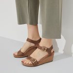 Load image into Gallery viewer, Birkenstock Soley Cognac Leather Wedge 1023539
