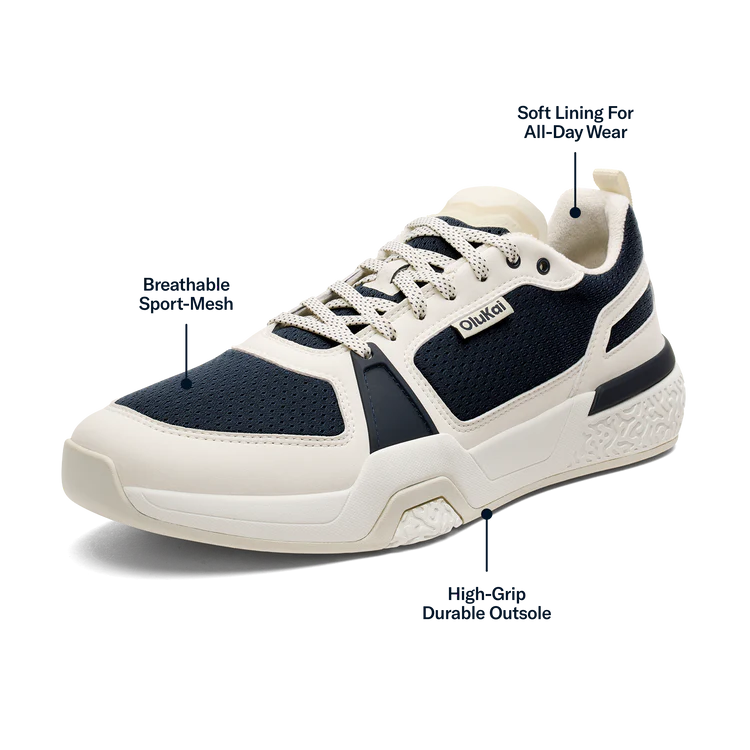 Olukai Anau Pickleball Mood Indigo/Bright White Sneaker 10545-ZNWB