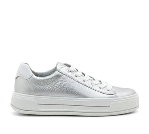 Ara Carol Silver and White Metallic Leather Sneaker 12-23003-12