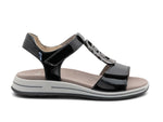 Load image into Gallery viewer, Ara Oregon Black Patent Leather Sandal 12-34826-76

