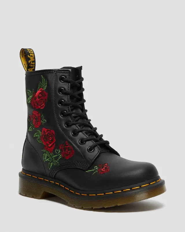 Dr. Marten 1460 Vonda Flower Soft Black Leather Boot 24722001