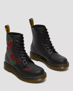 Dr. Marten 1460 Vonda Flower Soft Black Leather Boot 24722001