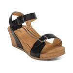 Load image into Gallery viewer, Aetrex Women's Lexa Cork Wedge Leather CK110 Black
