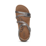 Load image into Gallery viewer, Aetrex Women's Jillian Braided Q Strap SC367 Brushed Silver
