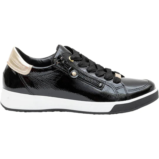 Ara Rei-Low Black Lace Up and Zip Sneaker 12-34432-01