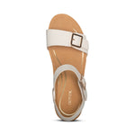 Load image into Gallery viewer, Aetrex Lexa Cork Quarter Strap Ivory Wedge Sandal
