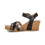 Load image into Gallery viewer, Aetrex Noelle Cork Wedge Quarter Strap Black
