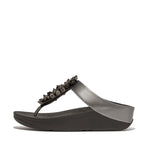 Load image into Gallery viewer, Fit Flop Fino Bauble Pewter Black Bead Toe Post Sandal
