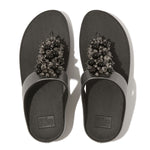 Load image into Gallery viewer, Fit Flop Fino Bauble Pewter Black Bead Toe Post Sandal
