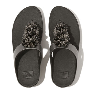 Fit Flop Fino Bauble Pewter Black Bead Toe Post Sandal
