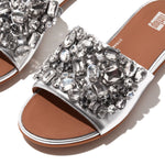 Load image into Gallery viewer, Fit Flop Gracie Silver Jewel Deluxe Leather Slides
