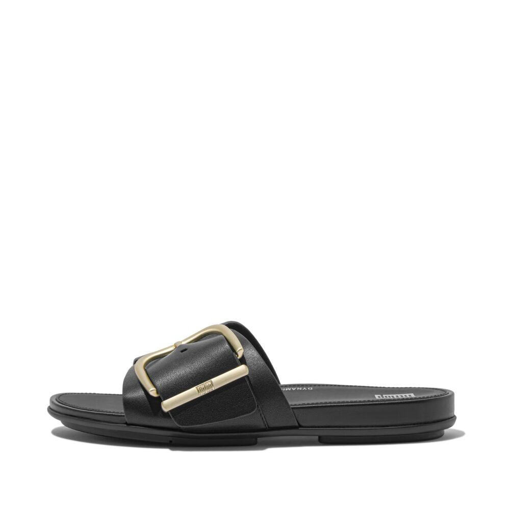 Fit Flop Gracie Maxi Buckle Black Leather Slide