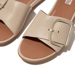 Load image into Gallery viewer, Fit Flop Gracie Maxi Buckle Stone Beige Leather Slides
