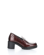 Load image into Gallery viewer, Bos and Co Inna Bordo Leather Patent Heeled Loafer
