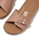 Load image into Gallery viewer, Fit Flop Iqushion Beige Buff Adjustable Buckle Leather Slides
