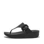 Load image into Gallery viewer, Fit Flop LuLu Black Covered Buckle Raw Edge Leather Slide

