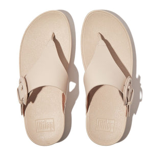 Fit Flop Lulu Covered Buckle Raw Edge Leather Toe Thongs