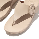 Load image into Gallery viewer, Fit Flop Lulu Covered Buckle Raw Edge Leather Toe Thongs
