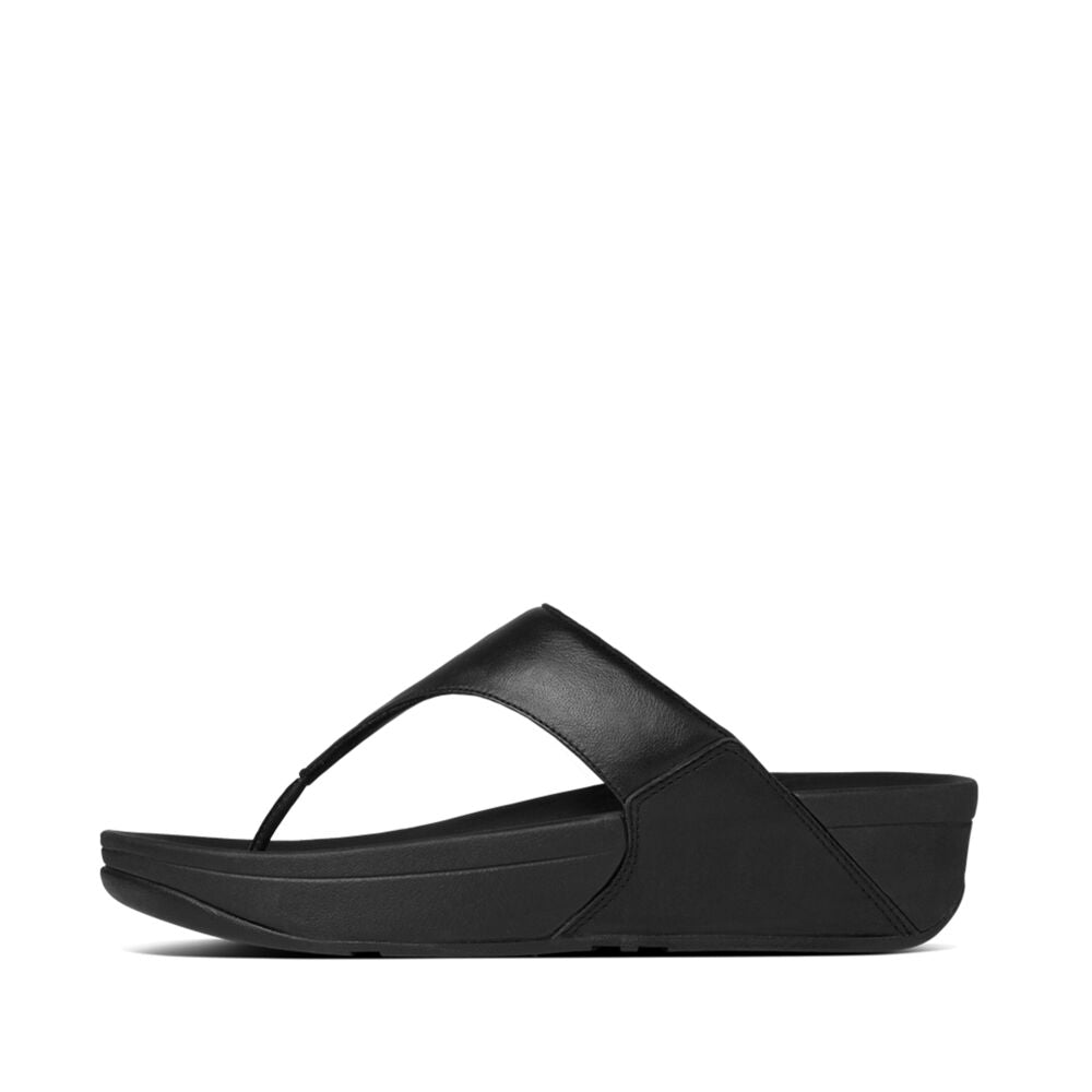 Fit Flop Lulu Black Leather Toepost Sandal