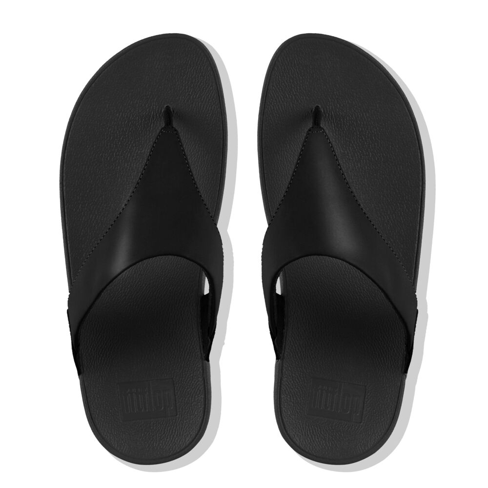 Fit Flop Lulu Black Leather Toepost Sandal