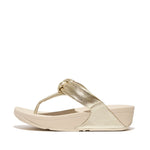 Load image into Gallery viewer, Lulu Padded Knot Metallic Platino Leather Toe Post Sandals
