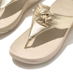 Load image into Gallery viewer, Lulu Padded Knot Metallic Platino Leather Toe Post Sandals
