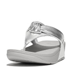Load image into Gallery viewer, Fit Flop Lulu Padded Knot Metallic Silver Leather Toe Post Sandal
