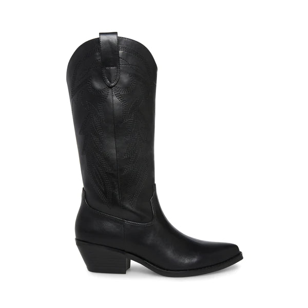 Steve Madden Redford Black Faux Leather Cowboy Boot