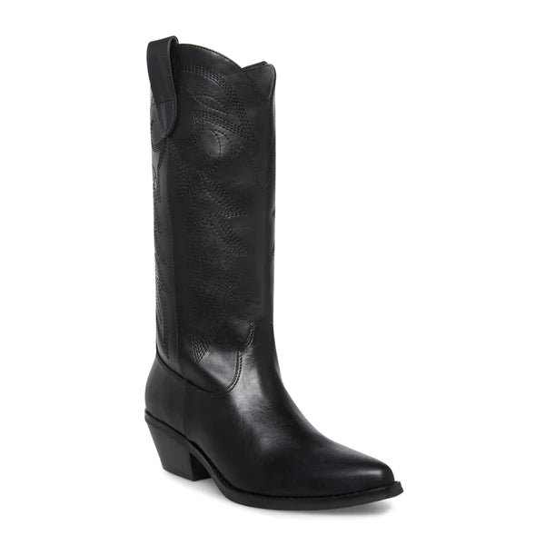 Steve Madden Redford Black Faux Leather Cowboy Boot