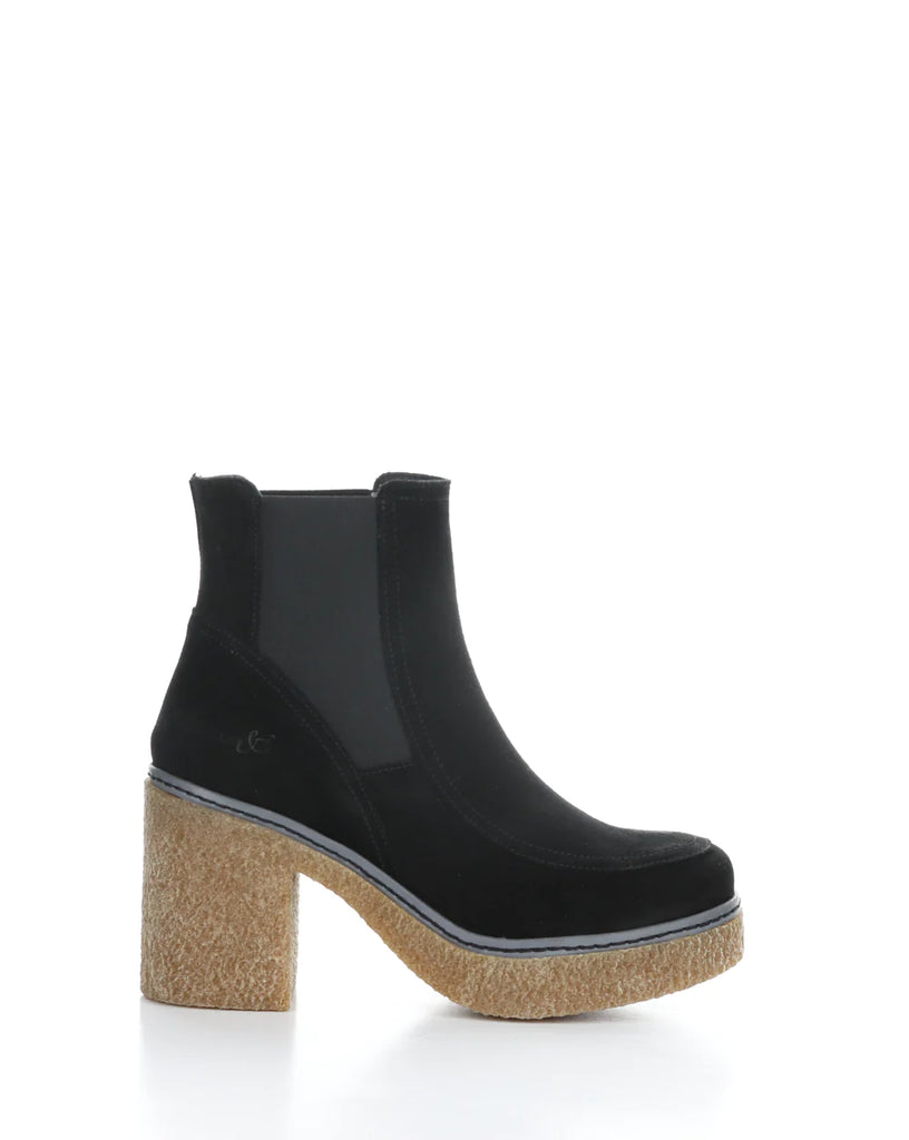 Bos and Co Papio Black Suede Elastic Slip On Bootie