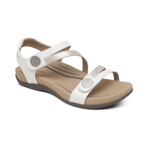Aetrex Jess Quarter Strap White Leather Sandal SE211