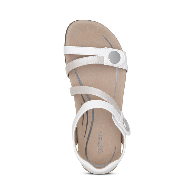 Aetrex Jess Quarter Strap White Leather Sandal SE211