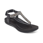 Load image into Gallery viewer, Aetrex Marni Adjustable Black Leather Sandal SE470
