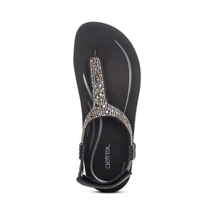 Aetrex Marni Adjustable Black Leather Sandal SE470