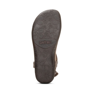 Aetrex Marni Adjustable Taupe Leather Sandal