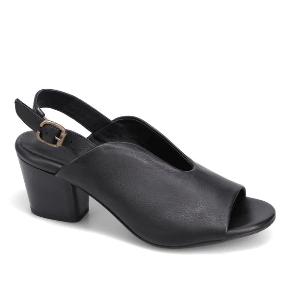 Bueno Claire Black Soft Leather Heeled Sandal