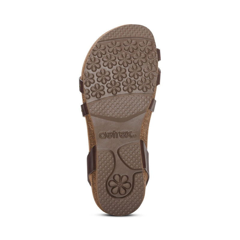 Aetrex Lauren Adjustable Cross Band Coffee Sandal