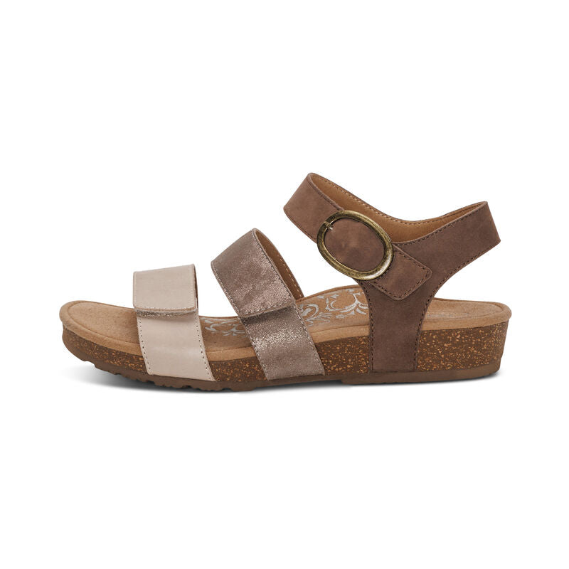 Aetrex Lilly Q Strap Adjustable Taupe Sandal