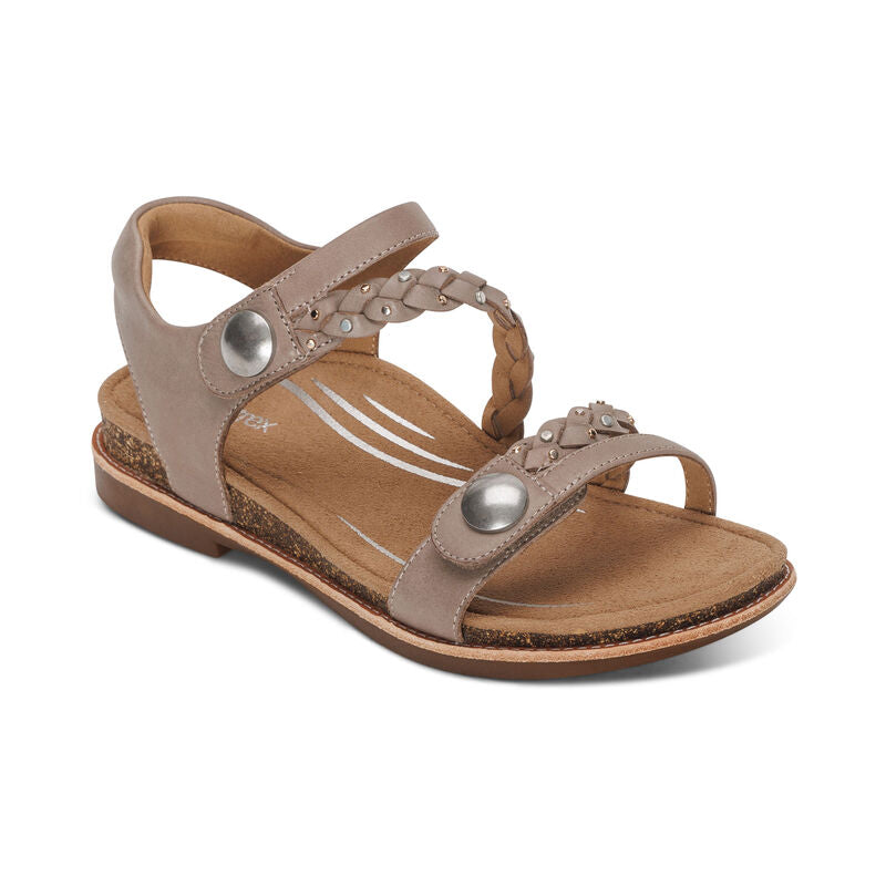 Aetrex Jenn Adjustable Taupe Sandal