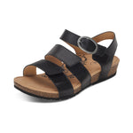 Load image into Gallery viewer, Aetrex Lilly Q Strap Adjustable Black Sandal
