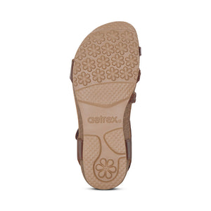 Aetrex Jillian Q Strap Braid Walnut Adjustable Sandal
