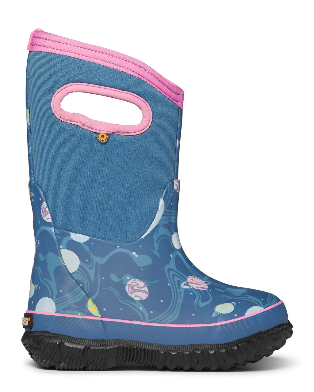 BOGS Girls' Classic Dark Blue Multi Planets Boots.You’ll never hear your kids complain about wet or cold feet with these Bogs Classic Boots.