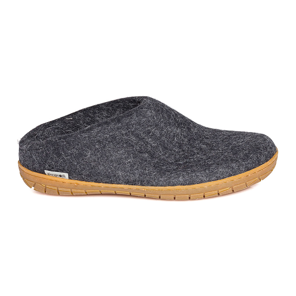 Glerups Slip On Natural Rubber Sole Black Charcoal