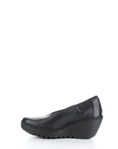 Fly London Yoza Black Leather Wedge Shoe P501438 006