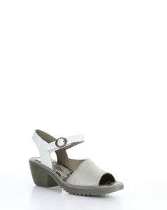 Fly London Wely Silver/Off White Leather Sandal